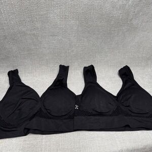 2 Pack Wireless Black Seamless Sports Bras Size Large Mesh Back Bralette Set